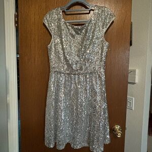 B. Smart Glittering Silver Mini Dress